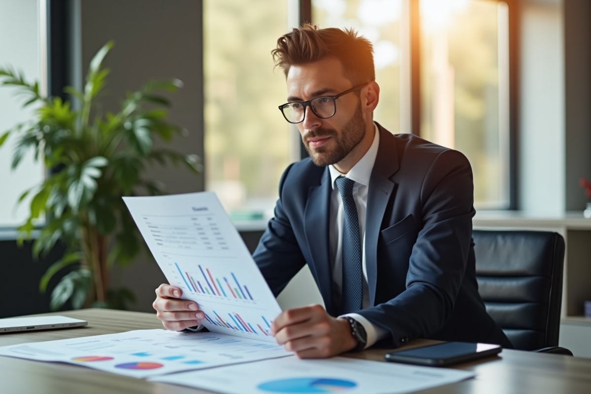 Agent immobilier au bureau avec documents financiers