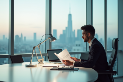 Gestionnaire immobilier confiant dans un bureau moderne