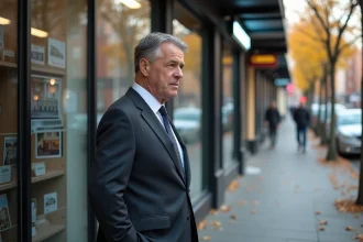 Homme d affaires regardant des annonces immobilières