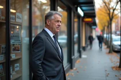 Homme d affaires regardant des annonces immobilières