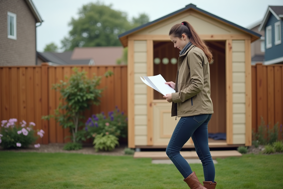Jeune femme vérifiant des notes près d