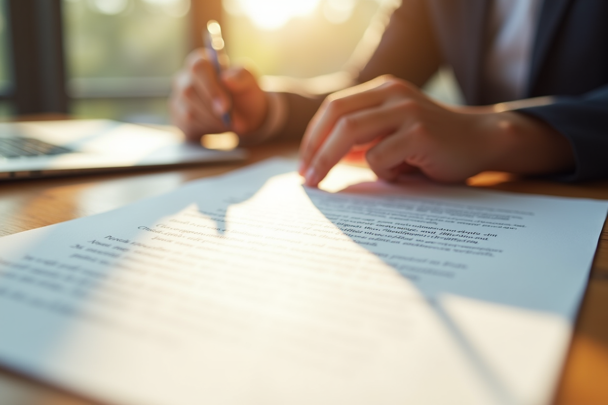 Lettre formelle et documents sur un bureau ensoleille