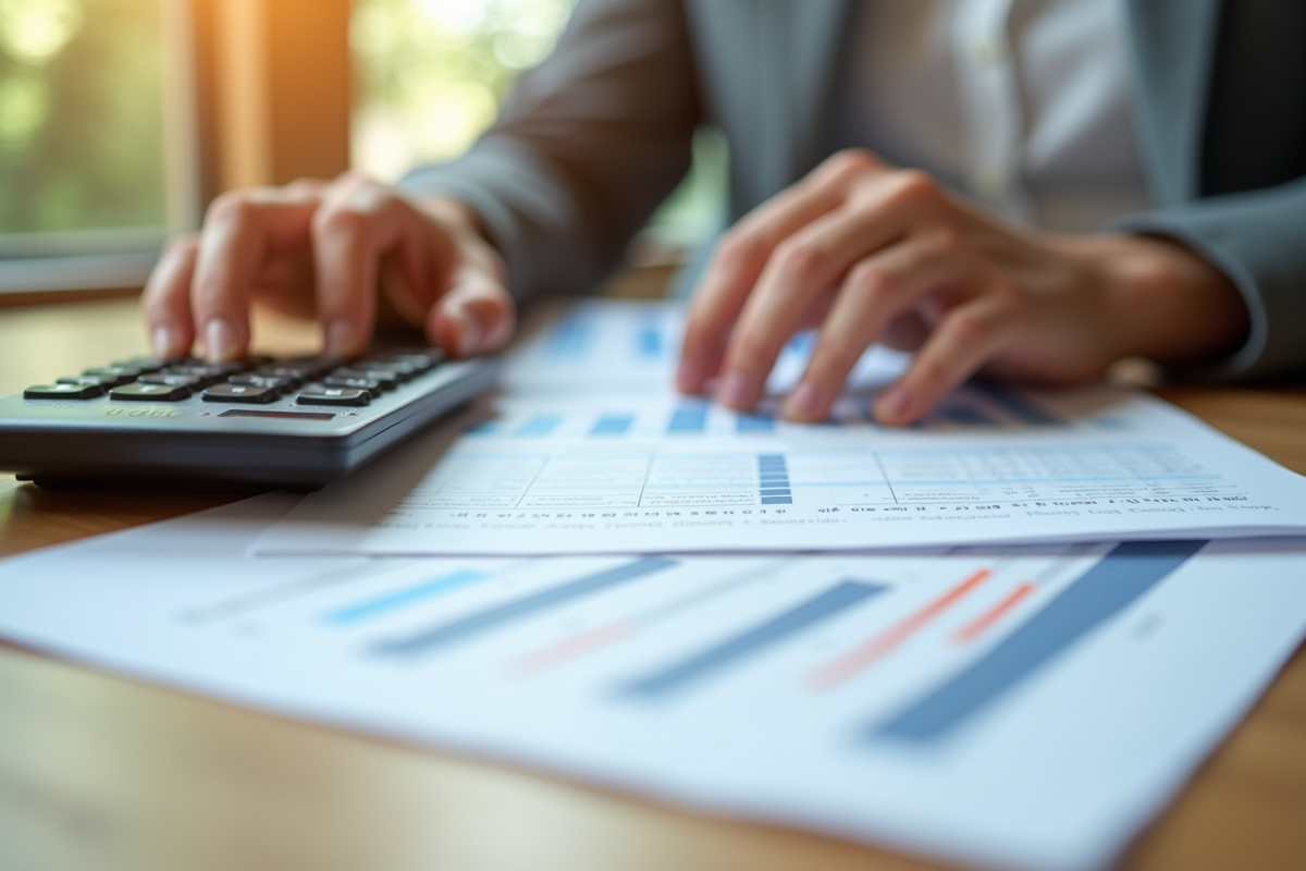 Personne tenant une calculatrice et des papiers financiers
